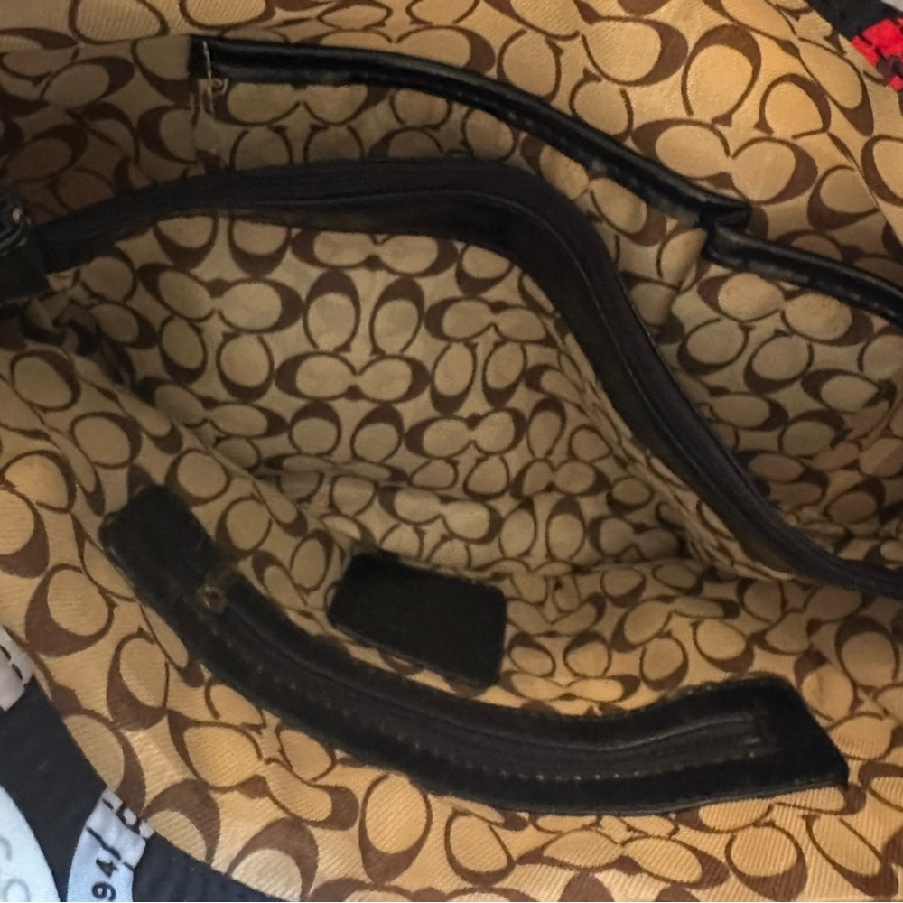 Coach NWT Multicolor Signature Tote Satchel Leather Trim Large Designer Handbag - Picture 8 of 9